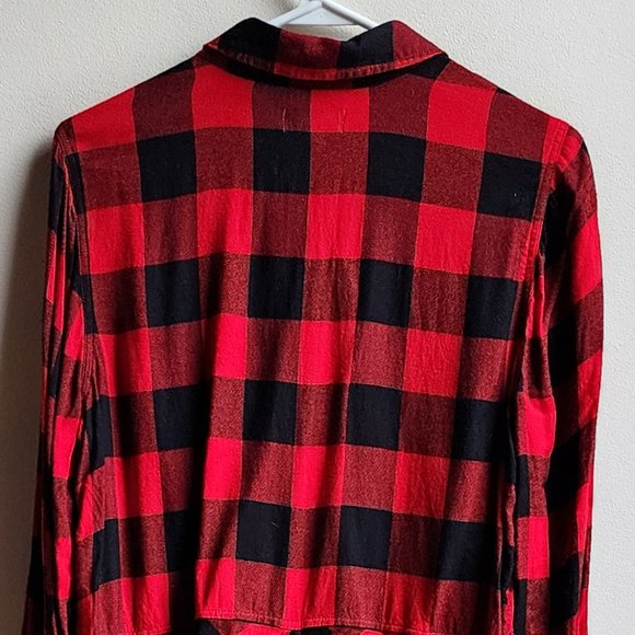 Lucky Brand Red/Black Plaid Brushed Flannel Button Down Shirt Size Small - Picture 14 of 16